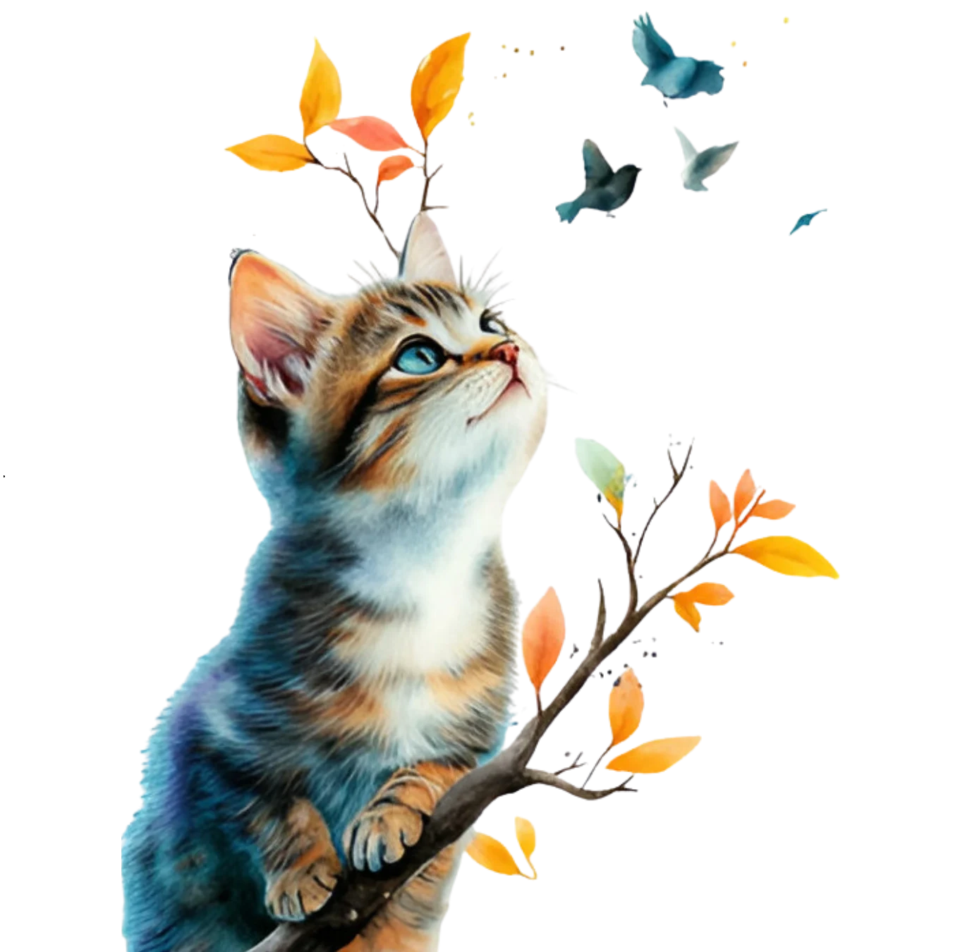 cat and bird